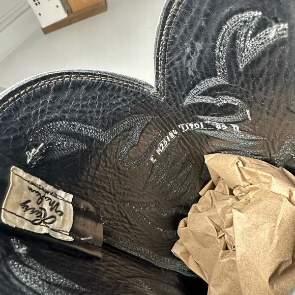 Larry Mahan Vintage Cowboy Boots Black Leather Western Boots Men’s 8.5 Wmn 10 - Picture 10 of 10